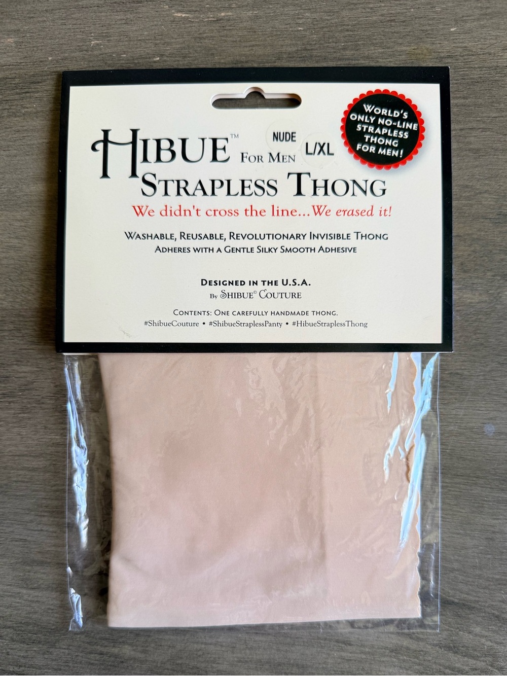 Hibue No-Line Classic Mens Strapless Thong - Nude (L/XL)